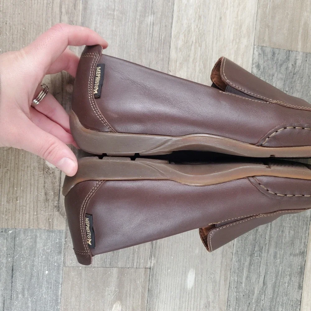 Mephisto Edlef Mens Loafer Sz 7 Moccasin Dark Brown Genuine Leather Slip-On Shoe